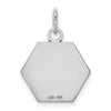 14k White Gold 15mm Hexagon Red Enameled Medical Jewelry Pendant