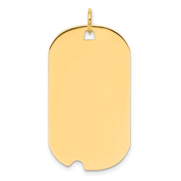 14k Plain .013 Gauge Engravable 34x19mm Dog Tag with Notch Disc Charm