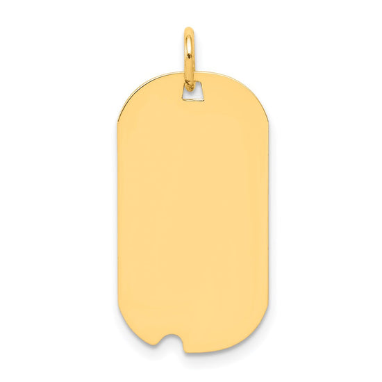 14k Plain .013 Gauge Engravable 25x13mm Dog Tag with Notch Disc Charm