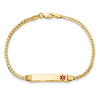 14K Medical Solid Chain/Solid Plate 26x5mm Off-Center Red Enamel Curb Link 8 inch ID Bracelet
