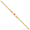 14K Medical Solid Chain/Solid Plate 25x7mm Soft Diamond Shape Centered Red Enamel Anchor Link 6 inch Baby/Child ID Bracelet