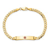 14K Medical Solid Chain/Solid Plate 26x5mm Centered Red Enamel Curb Link 8 inch ID Bracelet