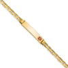 14K Medical Solid Chain/Solid Plate 26x5mm Off-Center Red Enamel Anchor Link 7 inch ID Bracelet