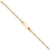 14K Medical Semi-Solid Chain/Solid Plate 26x7mm Soft Diamond Shape Off-Center Red Enamel Figaro Link 7 inch ID Bracelet