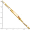 14k Medical Semi-Solid Chain/Solid Plate 26x5mm Off-Center Red Enamel Figaro Link 8 inch ID Bracelet