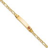 14k Medical Semi-Solid Chain/Solid Plate 26x5mm Off-Center Red Enamel Figaro Link 8 inch ID Bracelet