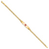 14K Medical Semi-Solid Chain/Solid Plate 26x7mm Soft Diamond Shape Centered Red Enamel Anchor Link 8 inch ID Bracelet