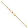 14K Medical Solid Chain/Solid Plate 34x6mm Centered Red Enamel Flat Figaro Link 8 inch ID Bracelet