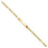 14K Medical Solid Chain/Solid Plate 33x6mm Off-Center Red Enamel Flat Figaro Link 7 inch ID Bracelet