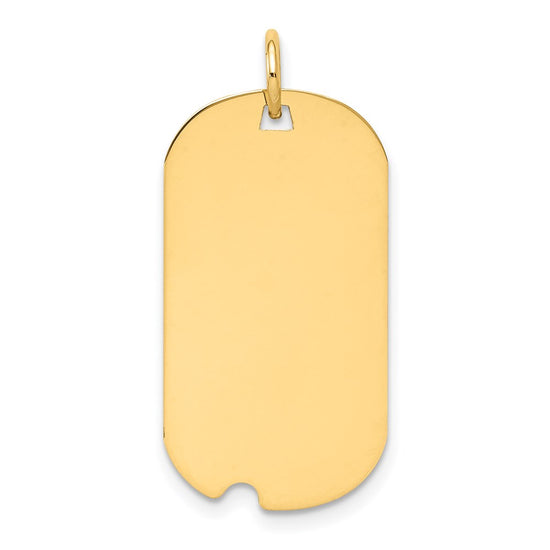 14k Plain .027 Gauge Engraveable 26x15mm Dog Tag with Notch Disc Charm