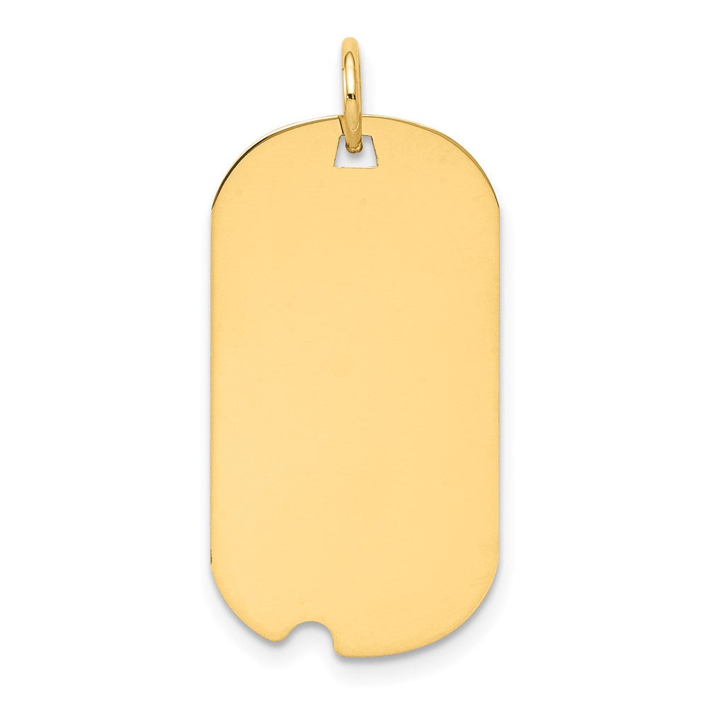14k Plain .027 Gauge Engraveable 26x15mm Dog Tag with Notch Disc Charm