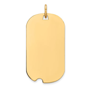 14k Plain .013 Gauge Engraveable 27x15mm Dog Tag with Notch Disc Charm