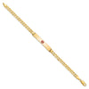 14K Medical Solid Chain/Solid Plate 34x6mm Centered Red Enamel Flat Curb Link 8 inch ID Bracelet