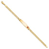 14K Medical Solid Chain/Solid Plate Soft Diamond Shape 33x8mm Off-Center Red Enamel Flat Curb Link 7 inch ID Bracelet