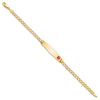 14K Medical Semi-Solid Chain/Solid Plate Soft Diamond Shape 34x8mm Off-Center Red Enamel Curb Link 7 inch ID Bracelet
