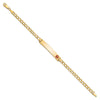 14K Medical Semi-Solid Chain/Solid Plate 35x6mm Off-Center Red Enamel Curb Link 7 inch ID Bracelet
