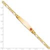 14K Medical Solid Chain/Solid Plate Soft Diamond Shape 36x9mm Off-Center Red Enamel Figaro Link 7 inch ID Bracelet