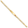 14K Medical Solid Chain/Solid Plate Soft Diamond Shape 36x9mm Off-Center Red Enamel Flat Figaro Link 8 inch ID Bracelet