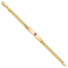 14K Medical Solid Chain/Solid Plate Soft Diamond Shape 36x9mm Centered Red Enamel Curb Link 8 inch ID Bracelet