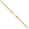 14K Medical Semi-Solid Chain/Solid Plate Soft Diamond Shape 37x9mm Off-Center Red Enamel Figaro Link 7 inch ID Bracelet