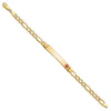 14K Medical Semi-Solid Chain/Solid Plate 37x6mm Off-Center Red Enamel Figaro Link 7 inch ID Bracelet