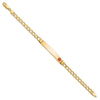 14K Medical Semi-Solid Chain/Solid Plate 37x6mm Off-Center Red Enamel Cuban Link 7 inch ID Bracelet