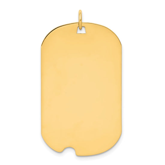 14k Plain .027 Gauge Engravable 37x23mm Dog Tag with Notch Disc Charm