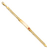 14K Medical Solid Chain/Solid Plate 38x8mm Off-Center Red Enamel Curb Link 8 inch ID Bracelet