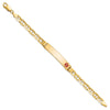 14K Medical Solid Chain/Solid Plate 38x8mm Off-Center Red Enamel Anchor Link 8 inch ID Bracelet