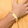 14K Medical Semi-Solid Chain/Solid Plate Soft Diamond Shape 40x12mm Off-Center Red Enamel Curb Link 8 inch ID Bracelet