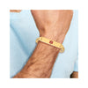 14K Medical Solid Chain/Solid Plate 40x10mm Centered Red Enamel Flat Figaro Link 7 inch ID Bracelet