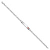 14K White Gold Medical Solid Chain/Solid Plate 26x5mm Off-Center Red Enamel Figaro Link 8 inch ID Bracelet