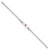 14K White Gold Medical Solid Chain/Solid Plate 24x7mm Soft Diamond Shape Centered Red Enamel Anchor Link 8 inch ID Bracelet