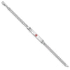 14K White Gold Medical Solid Chain/Solid Plate 37x6mm Centered Red Enamel Flat Curb Link 8 inch ID Bracelet