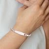 14K White Gold Medical Solid Chain/Solid Plate Soft Diamond Shape 37x9mm Off-Center Red Enamel Flat Curb Link 7 inch ID Bracelet