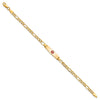 14k Medical Semi-Solid Chain/Solid Plate 20x5mm Soft Diamond Shape Centered Red Enamel Figaro Link 7 inch ID Bracelet