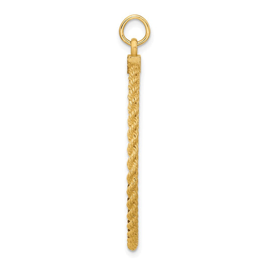 14k Plain .013 Gauge Round Engravable 36.6x34.9mm Disc with Rope Edge Charm