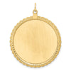 14k Plain .013 Gauge Round Engravable 36.6x34.9mm Disc with Rope Edge Charm
