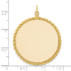 14k Plain .013 Gauge Round Engravable 36.6x34.9mm Disc with Rope Edge Charm
