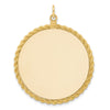 14k Plain .013 Gauge Round Engravable 36.6x34.9mm Disc with Rope Edge Charm