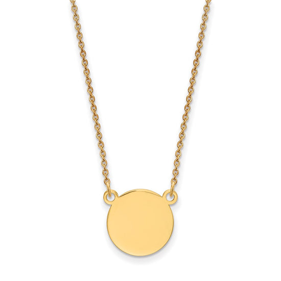 14k Plain .018 Gauge Round Engravable 12x12mm Disc 18 inch Necklace