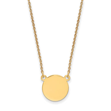 14k Plain .018 Gauge Round Engravable 12x12mm Disc 18 inch Necklace