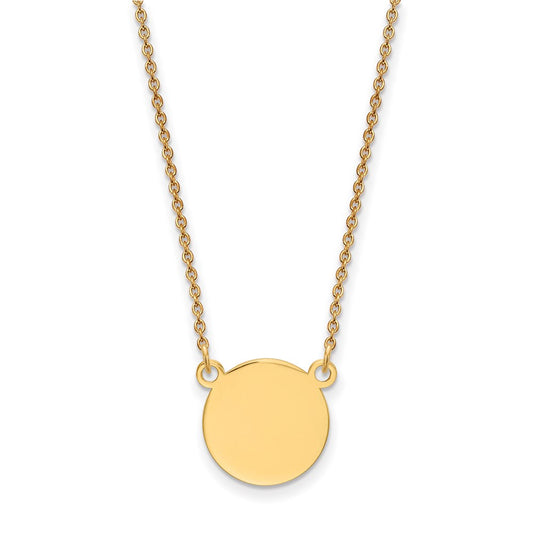 14k Plain .018 Gauge Round Engravable 12x12mm Disc 18 inch Necklace