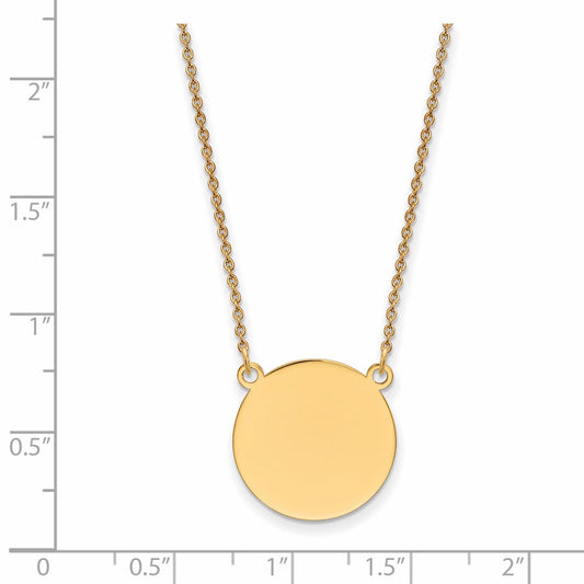 14k Plain .018 Gauge Round Engravable 17x17mm Disc 18 inch Necklace