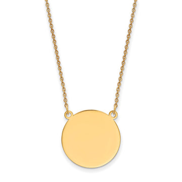 14k Plain .027 Gauge Round Engravable 19x19mm Disc 18 inch Necklace