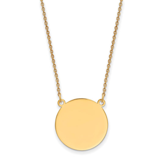 14k Plain .027 Gauge Round Engravable 19x19mm Disc 18 inch Necklace