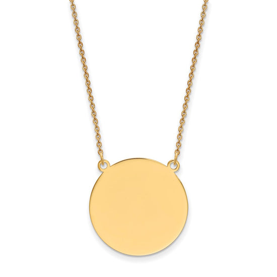 14k Plain .027 Gauge Round Engravable 22x22mm Disc 18 inch Necklace