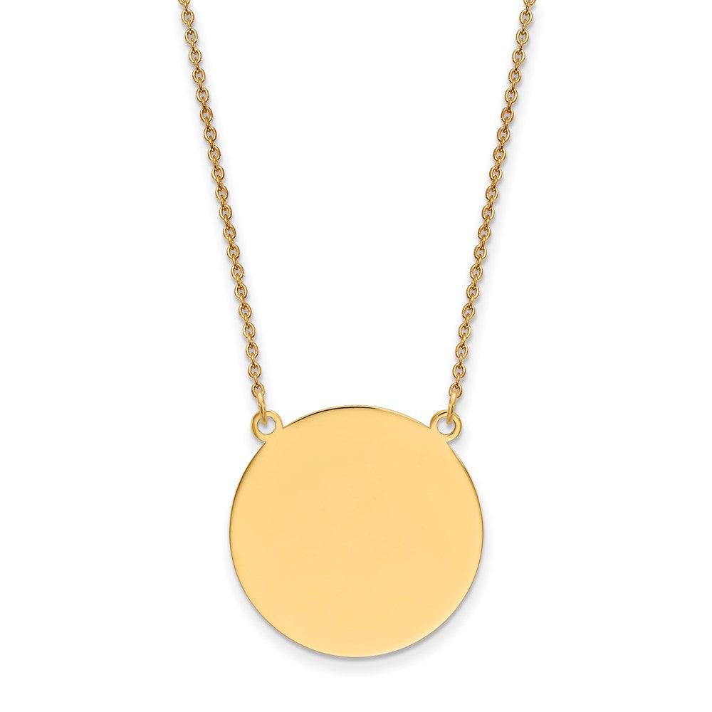 14k Plain .027 Gauge Round Engravable 22x22mm Disc 18 inch Necklace