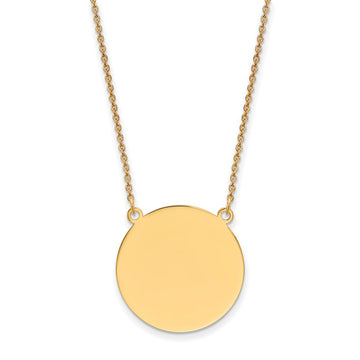 14k Plain .027 Gauge Round Engravable 22x22mm Disc 18 inch Necklace