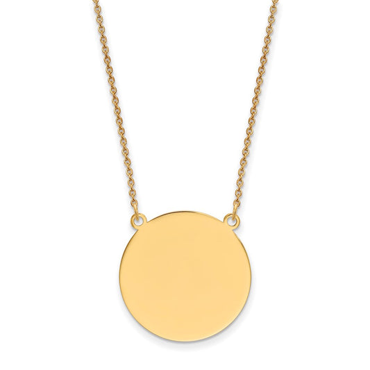 14k Plain .027 Gauge Round Engravable 22x22mm Disc 18 inch Necklace